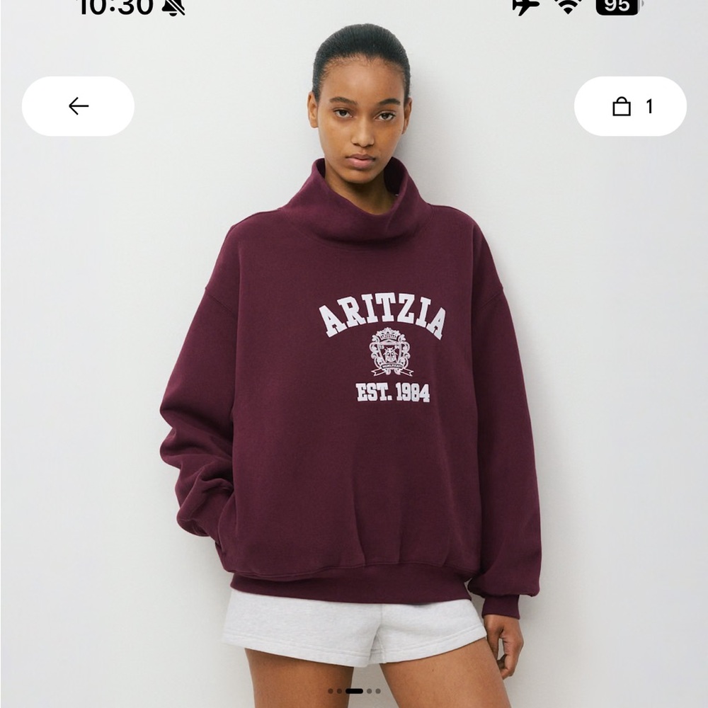 Cozy Sweatfleece Mega Funnel Neck Sweatshirt - Gala Plum/White